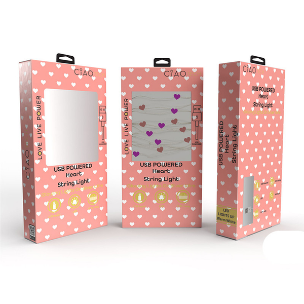 10 FT USB Powered Pink Heart Shaped String LightsUSB Powered