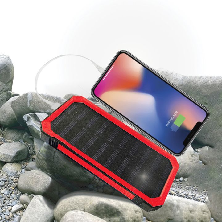 10,000 mAh Solar Charging Power Bank - Red-2