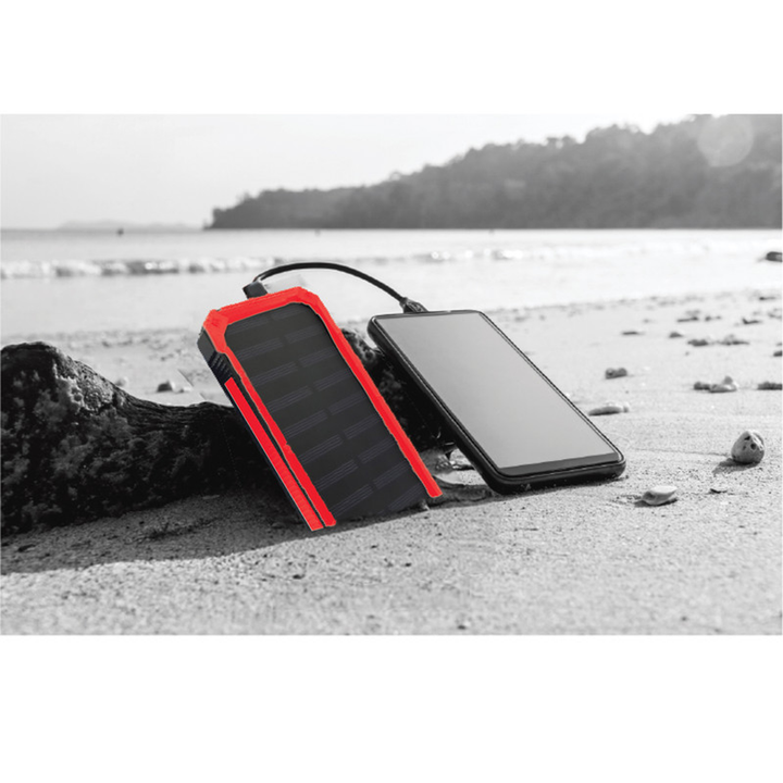 10,000 mAh Solar Charging Power Bank - Red-3