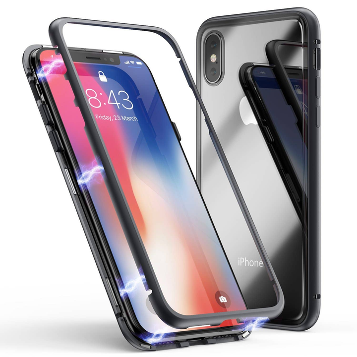 Magnetic Snap On Case for Apple iPhone X or XS Black-4