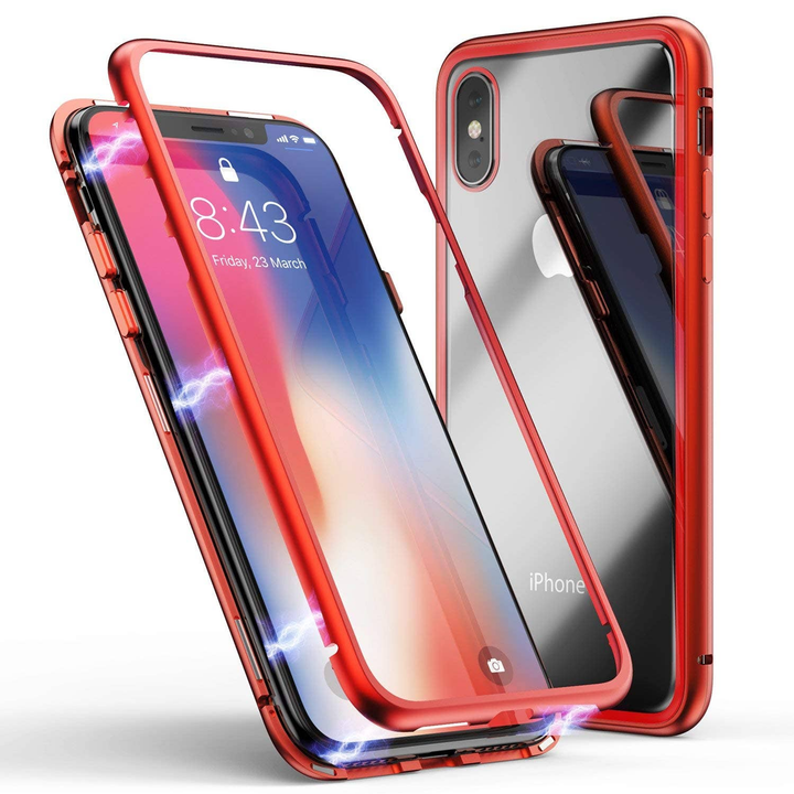 Magnetic Snap On Case for Apple iPhone X or XS Silver-2