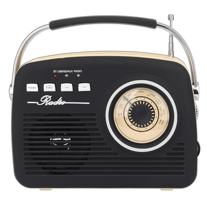 Supersonic Multi-Function Bluetooth Retro Speaker with Rechargeable Battery Black