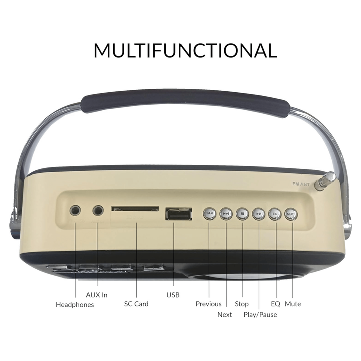 Supersonic Multi-Function Bluetooth Retro Speaker with Rechargeable Battery Black-5