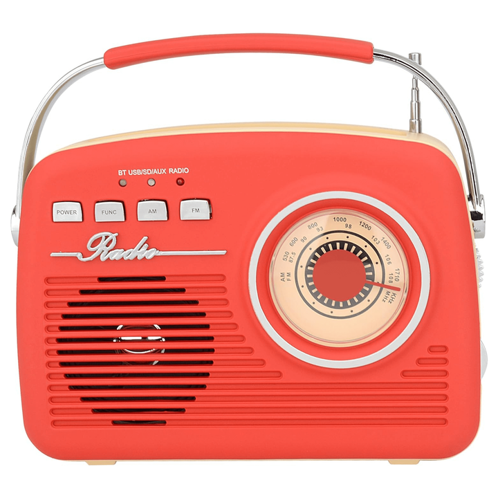 Supersonic Multi-Function Bluetooth Retro Speaker with Rechargeable Battery Red
