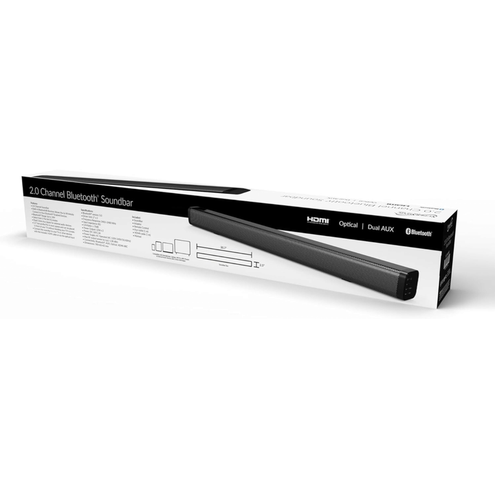 Supersonic 30-inch Optical Bluetooth 2.0 Channel Soundbar with Dual AUX Inputs-7