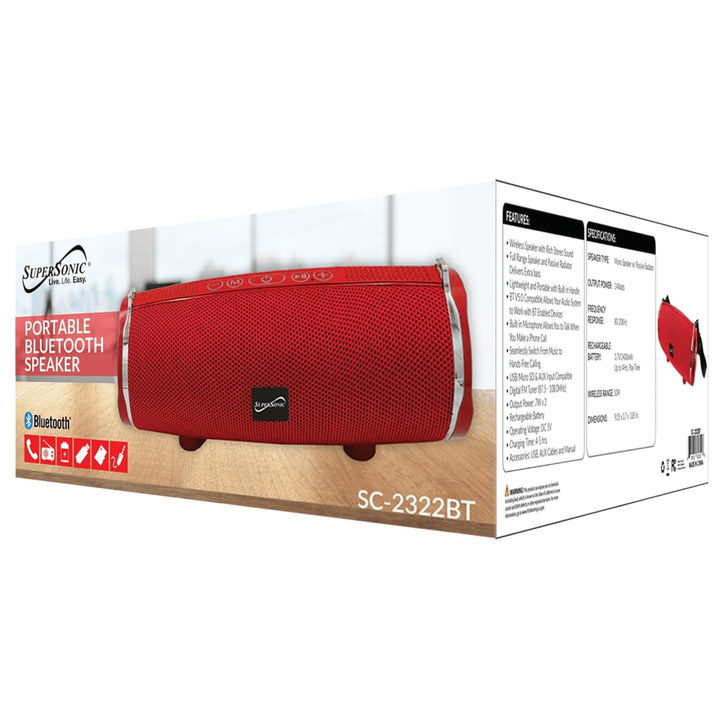 Supersonic Portable Bluetooth Wireless Speaker Red-6