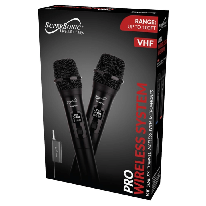 Supersonic VHF Dual Fixed Channel Professional Wireless Microphone-6