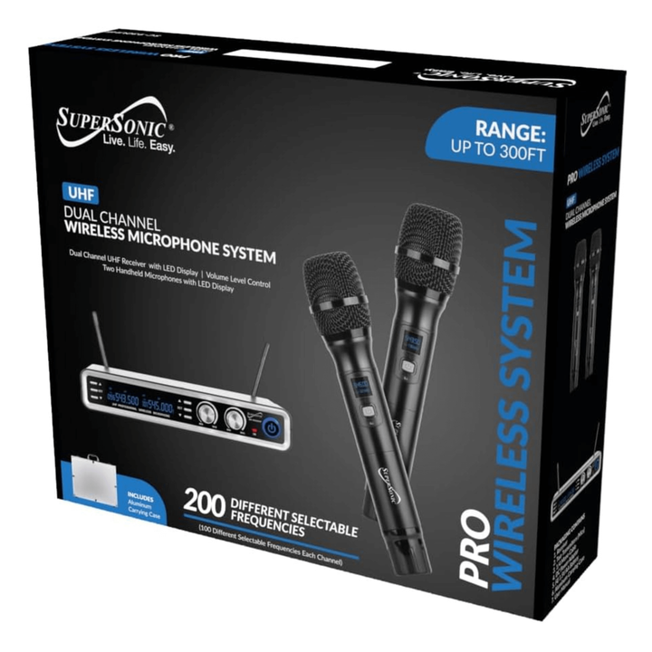 Supersonic UHF Dual Channel Selectable Frequencies Professional Wireless Microphone-5