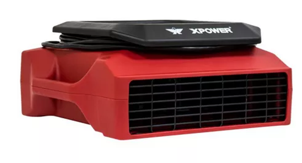 XPOWER PL-700A 1/3 HP 1050 CFM 3 Speed Low Profile Air Mover, Floor Fan, Carpet Dryer with Built-in Power Outlets 1 Red-4