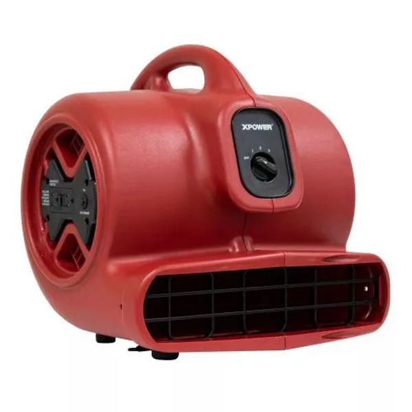 XPOWER X-600A 1/3 HP 2400 CFM 3 Speed Air Mover, Carpet Dryer, Floor Fan, Blower with Built-in GFCI Power Outlets Red-4