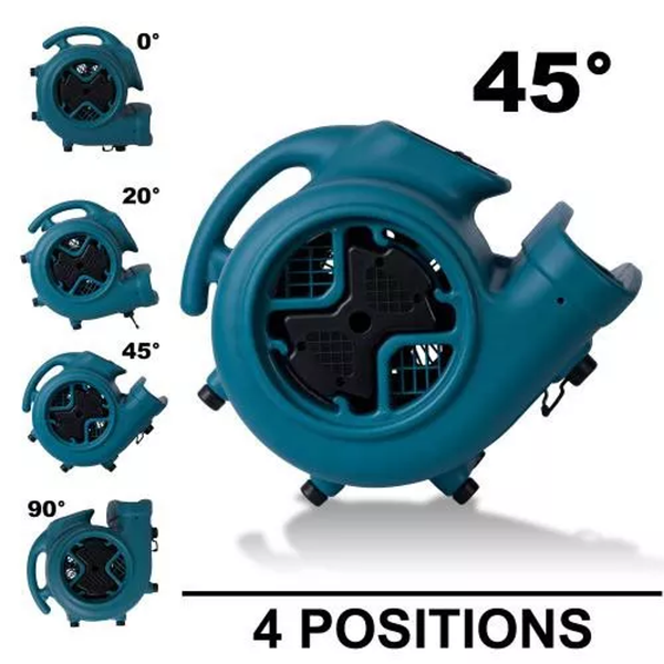 XPOWER CFM 3 Speed Air Mover, Carpet Dryer, Floor Fan, Blower Blue p-600a 1/3 hp 2400-4