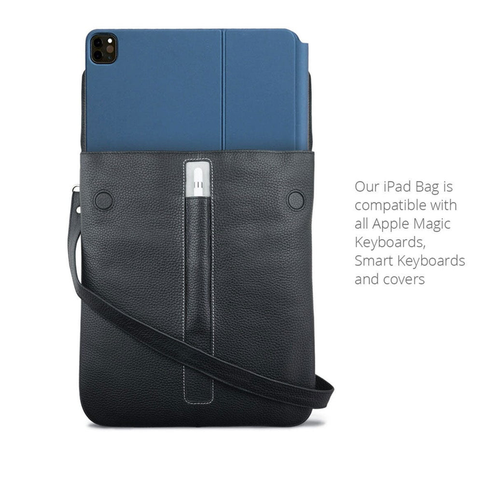 MacCase Premium Leather iPad Shoulder Bag -Black-2