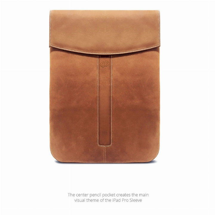 MacCase Premium Leather iPad Pro Sleeve Brown-2