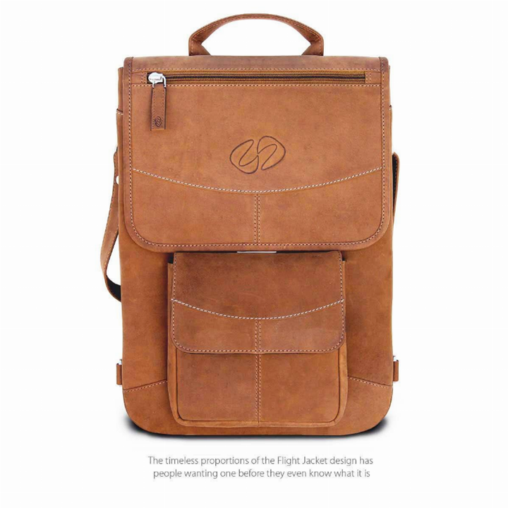 MacCase Premium Leather MacBook Flight Jacket with Backpack Opt Brown 16"