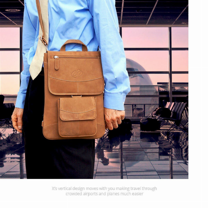 MacCase Premium Leather MacBook Flight Jacket with Backpack Opt Brown 15"-2