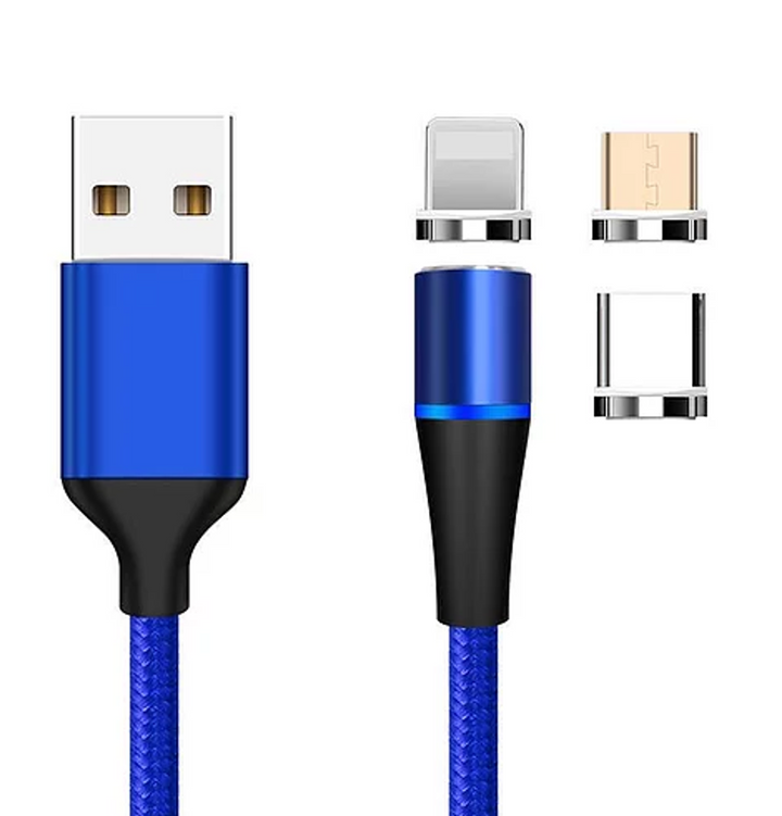 Magnetic 3 in 1 Quick Charge 3A Cable Blue