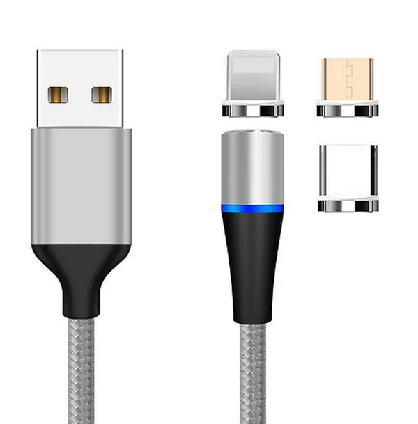 Magnetic 3 in 1 Quick Charge 3A Cable Gray