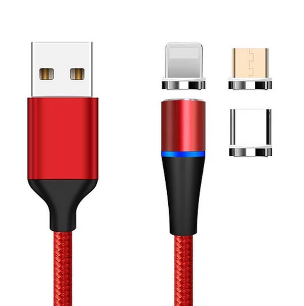 Magnetic 3 in 1 Quick Charge 3A Cable Red