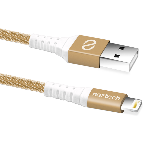 MFI Lightning Charge/Sync USB Braided Cable 4ft Gold