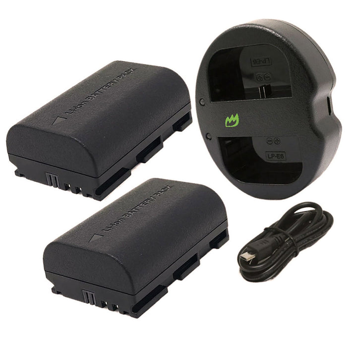 Canon EOS R5C (2-Pack) Battery 2600mAh & Dual Charger-2