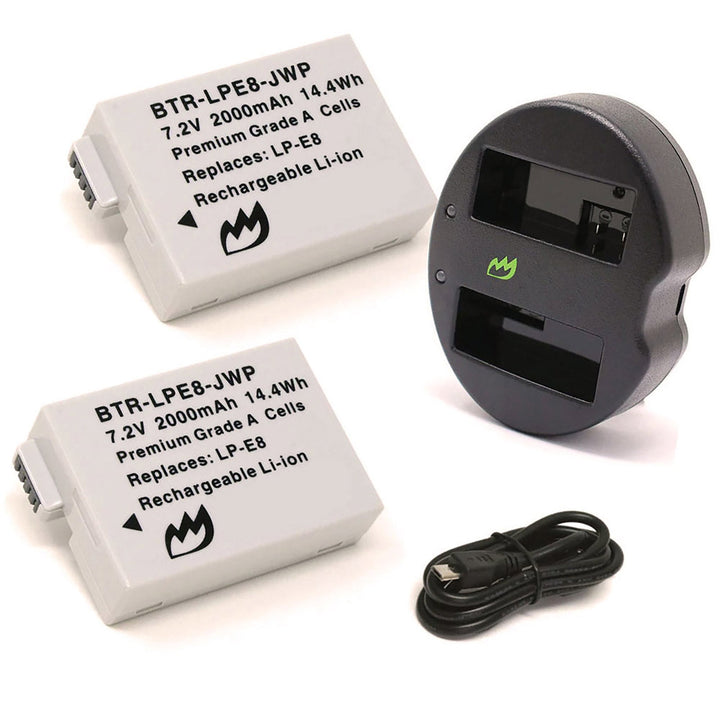 Canon EOS Rebel T2i (2-Pack) Battery 2000mAh & Dual Charger-2