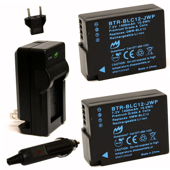 Panasonic DMW-BLC12PP (2-Pack) Battery 1400mAh Fully Decoded & Charger-2
