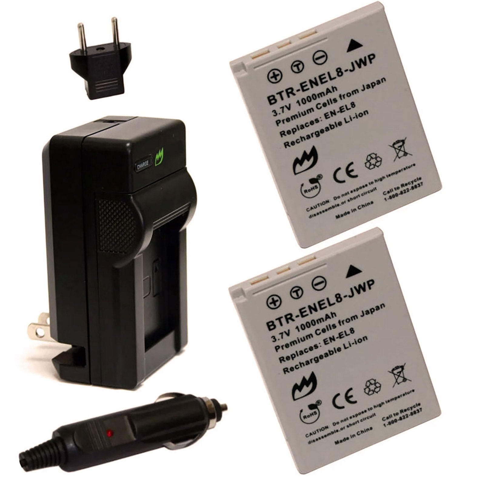 Nikon Coolpix P2 Battery (2-Pack, 1000mAh) & Charger – ElektroEdge