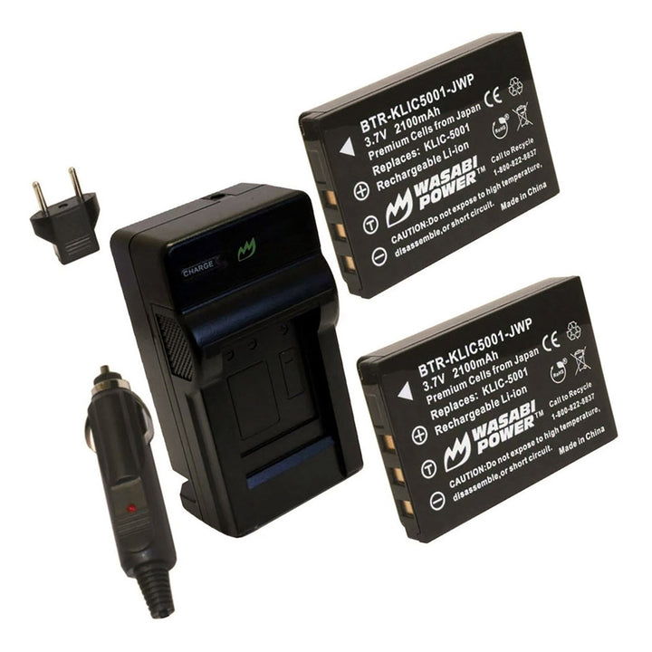 Kodak KLIC-5001 (2-Pack) Battery 2100mAh & Charger-2