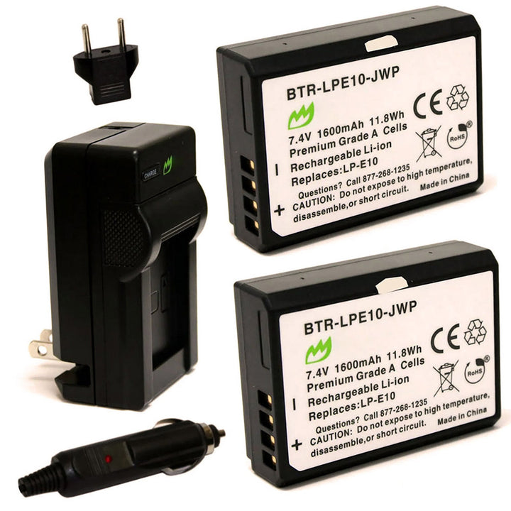 Canon EOS Rebel T5 (2-Pack) Battery 1600mAh & Charger-2