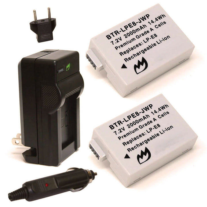 Canon EOS Rebel T2i (2-Pack) Battery 2000mAh & Charger-2