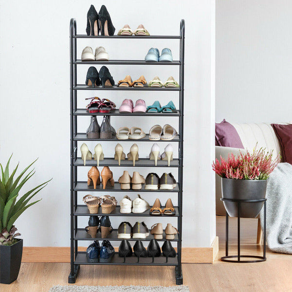 10-Tier Free-Standing Metal Frame Shoe Rack