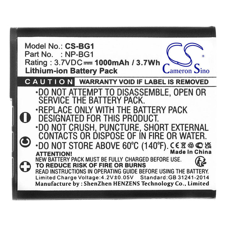 Replacement for Cyber-shot DSC-H10 Battery 1000mAh-3